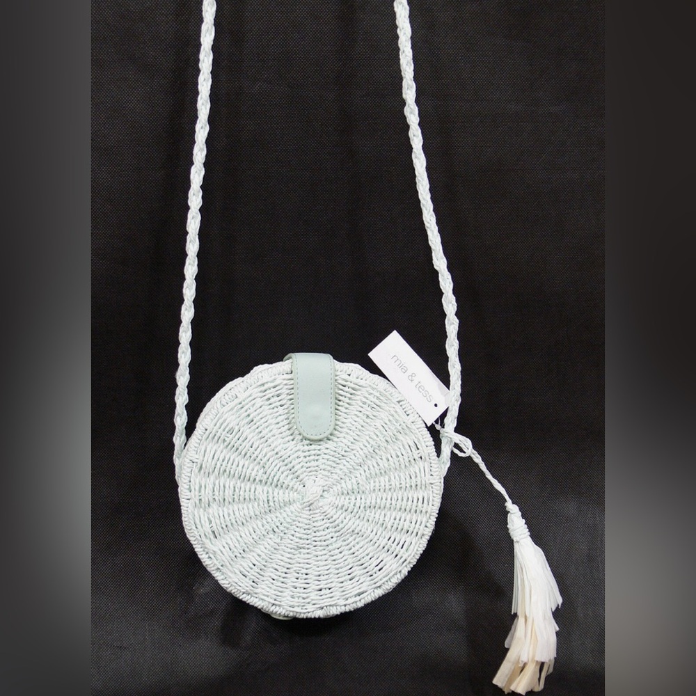 Mia & Tess NWT Mint Green Woven hard shell Round Purse - Picture 3 of 14